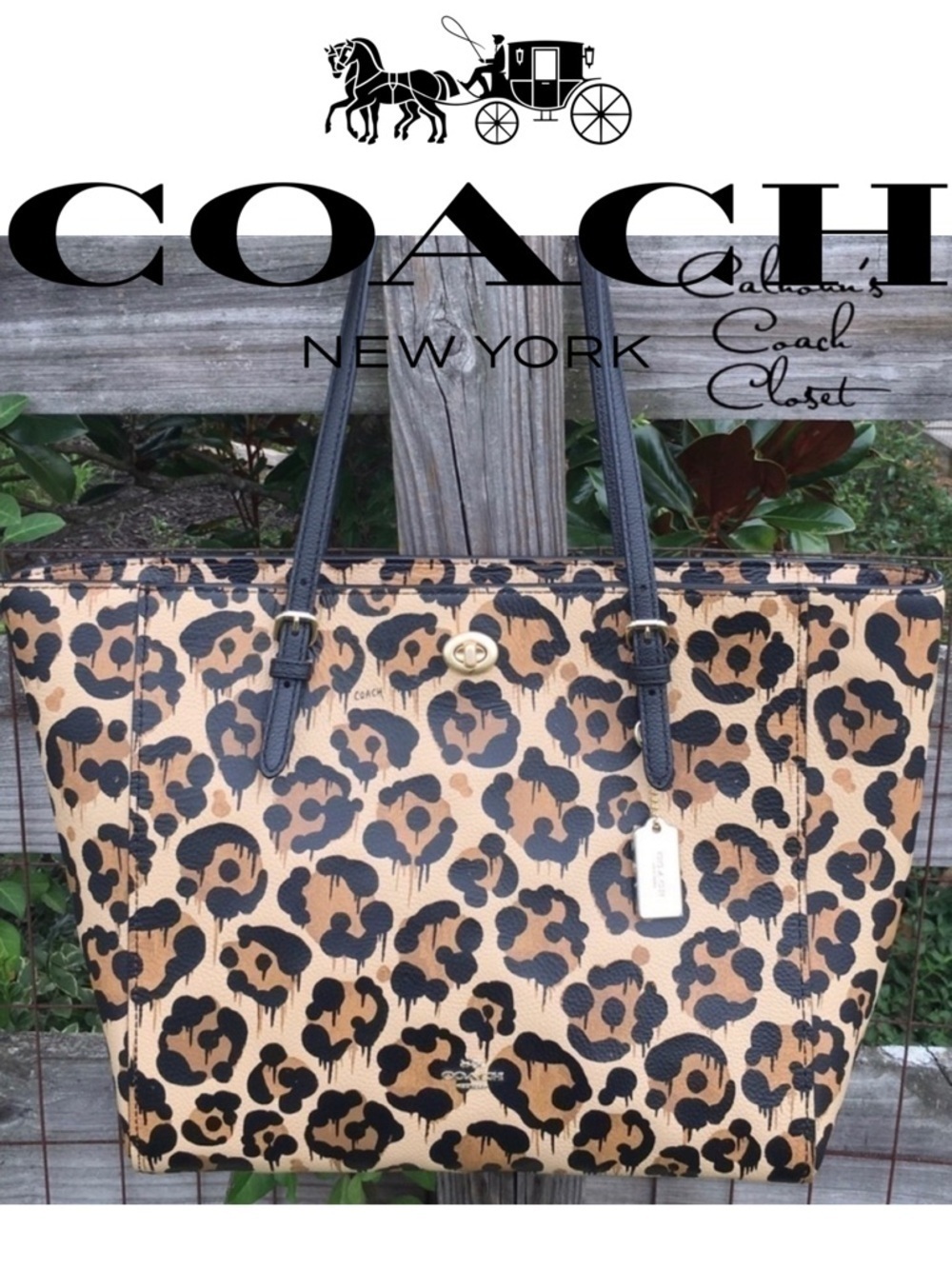 Coach Wild Beast Cheetah Animal Print Turnlock Tote